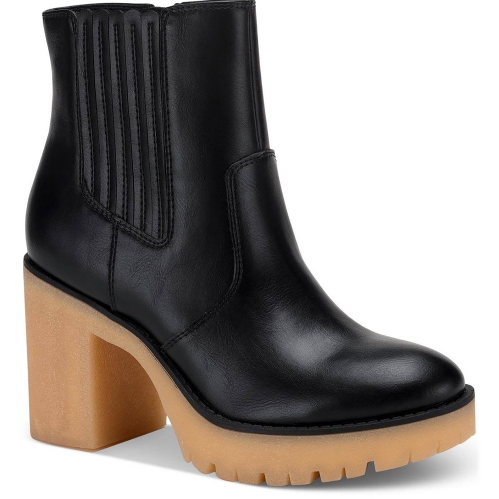 SUN + STONE Womens “Lennii” Platform Round Toe Block Heel boots size 8 M